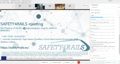 SAFETY4RAILS presentation at EU Rail Passenger Security Platform – RAILSEC 9, held online on 16/02/2021