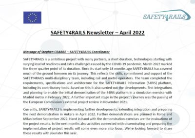 SAFETY4RAILS Newsletter is now published